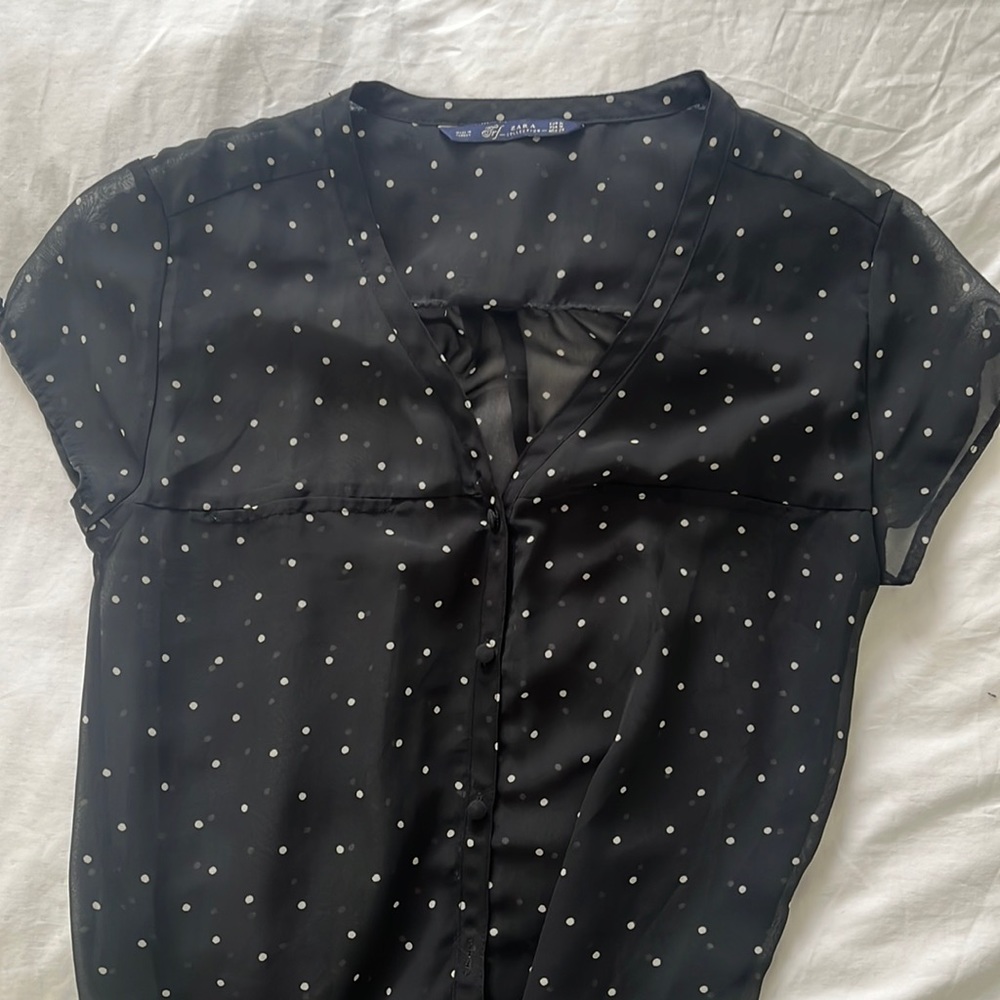 Zara Sheer Polka Dot Top